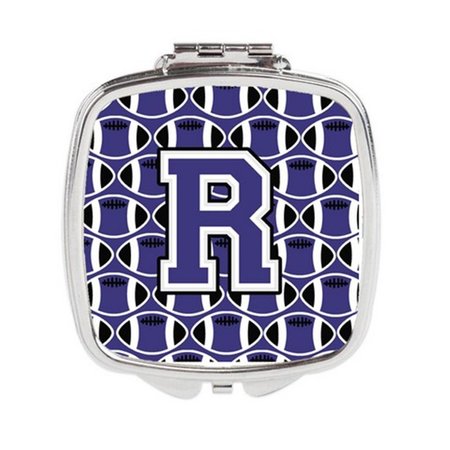 CAROLINES TREASURES Letter R Football Purple and White Compact Mirror CJ1068-RSCM